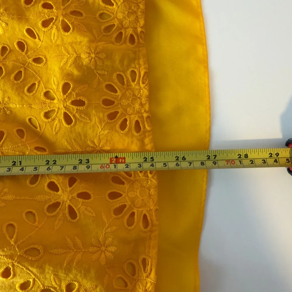J. Crew Puff Sleeve Eyelet Popover Top Size XXL Snap In Cami Insert Yellow